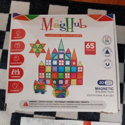 Mag Hub Educational Building Magnetic Tiles 65 Pieces Multicolor