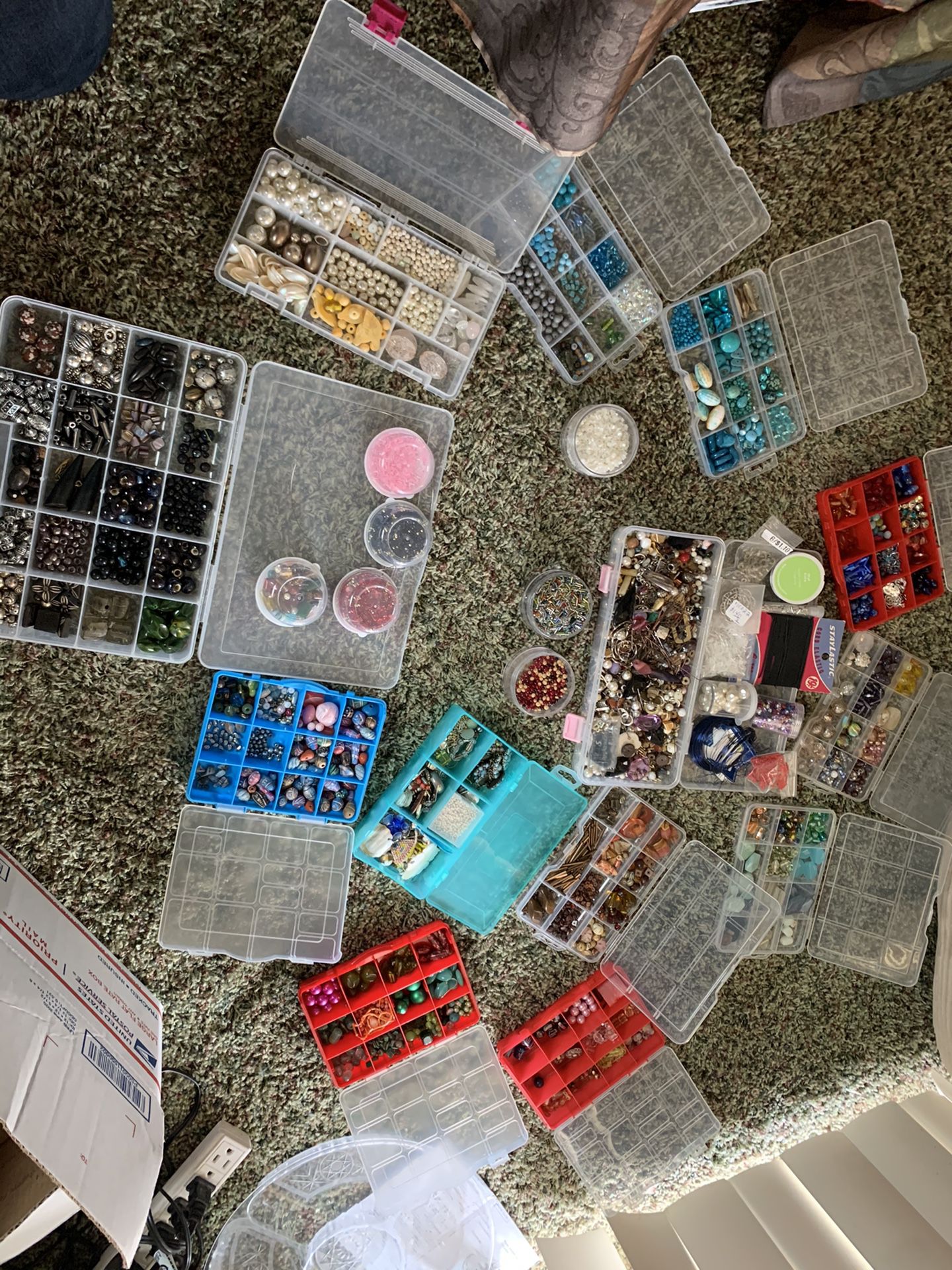 Assorted Bead lot with containers