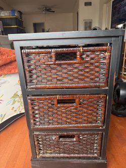 3-Drawer Wicker Basket Storage Unit