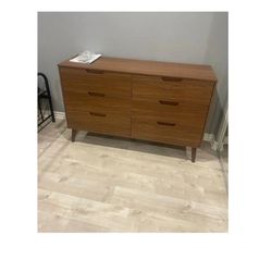 6 Drawer Dresser, Bedroom, Brown Walnut, New in Box