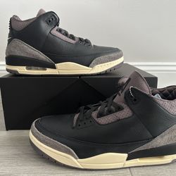 A Ma Maniere Air Jordan 3 Retro OG SP While You Were Sleeping FZ4811-001 Black Flat Pewter Violet Ore Women's Size 13.5 / Men's Size 12 Shoes NEW w/ B