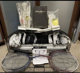 Eddie Bauer Sports Vintage Badminton 4 Player Set With Wire Carrying Hard Case