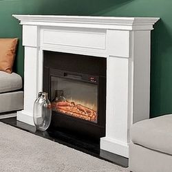 White Electric Fireplace Mantel – Excellent Condition