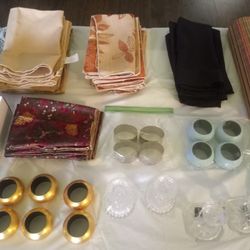 Linen Napkins & Rings Plus Candelabra Sets