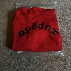 Red spider hoodie with rimestones