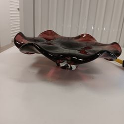 Royal Gallery Amethyst art glass flower bowl Poland