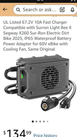 UL Listed 67.2V 10A Fast Charger Compatible with Surron Light Bee X Segway X260 Sur-Ron Electric Dirt Bike 2025, IP65 Waterproof Battery Power Adapter
