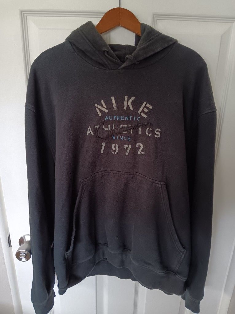 Vintage Y2K Nike Athletics Hoodie Sweatshirt Faded Black
