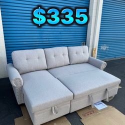 Light Gray Sofa Bed Couch 🛋️ New Open Box 📦 Pull Out Bed ✅ Reversible L ✅ Storage Underneath ✅ 