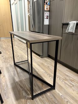 Wood and Black Metal Console Table / Desk