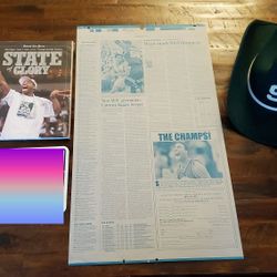 *Rare 2000 MSU 🏀 Championship Detroit Free Press Book & Printing Plate/Wool Cowboy Hat Bundle 