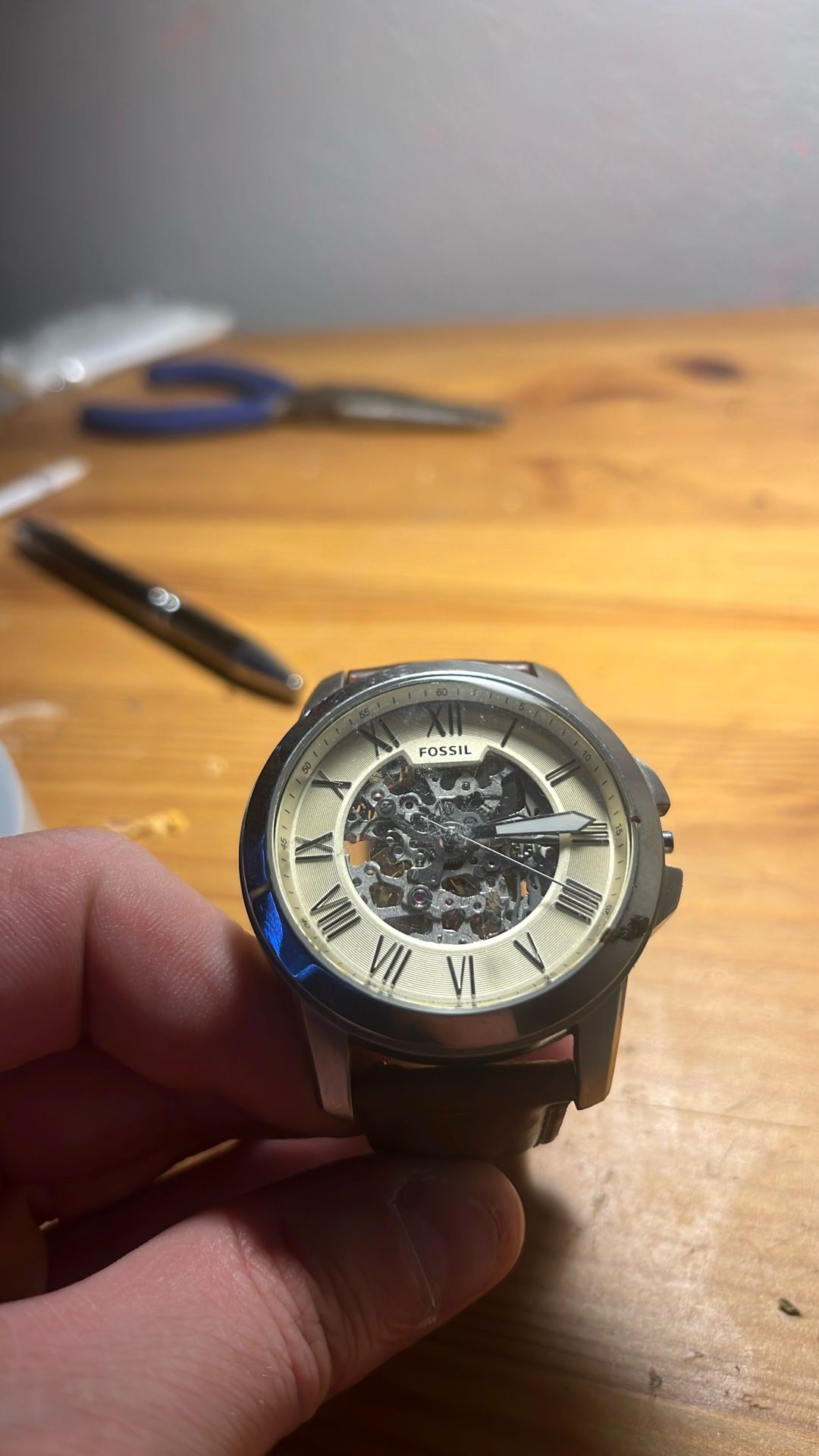 Skeleton Fossil Watch Leather Band