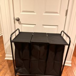 Laundry Sorter 3 Section, Rolling Laundry Basket with Lockable Wheels 