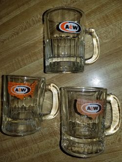 Vintage A & W Root Beer Baby Mugs x 3