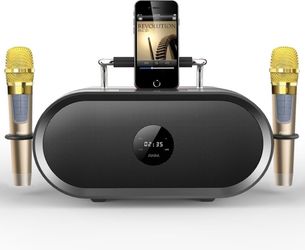 RHM K666 Bluetooth Karaoke Speaker with Dual Wireless Mics