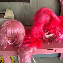 Pink Party Wigs  + Sunglasses 