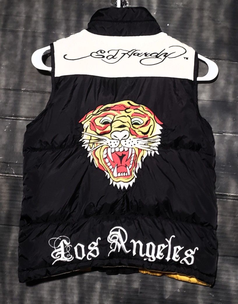 ED HARDY LOS ANGELES KIDS PUFFER VEST EMBROIDERED UNISEX SIZE SMALL
