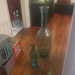 Two Aqua blue Vases