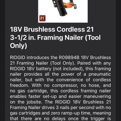 18V Brushless Cordless / Framing Nailer