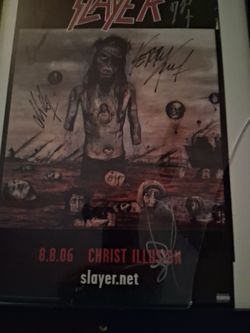 Full slayer autographed poster with jeff  hanneman full band