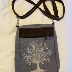 Blue Cross Body Bag/Purse with Tree