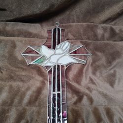 Stain Glass Cross With The Dove Of Peace