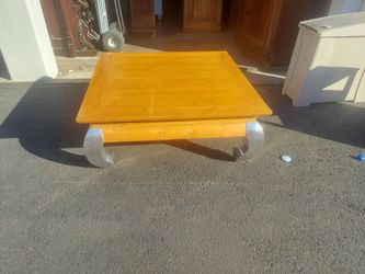 Tables: Coffee: Stylish Modern Wooden Coffee Table with Chrome Legs