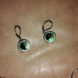 Green Gem Encrusted Earrings 