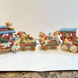 1996 VTG Cherished Teddies Santa Express 4 Pieces Train Set Figurine
