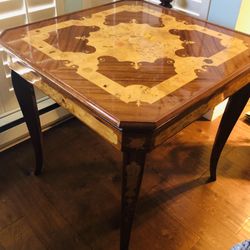PRICE DROPPED !!  Antique ITALIAN Inlaid Lacquered Wood Gaming Table