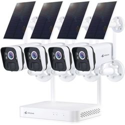 Kittyhok Solar Home Security Camera System, 4pcs 2k Ultra Solar Security Cameras Wireless Outdoor, Smart Human Detection, Spotlight, Forever Power, 10
