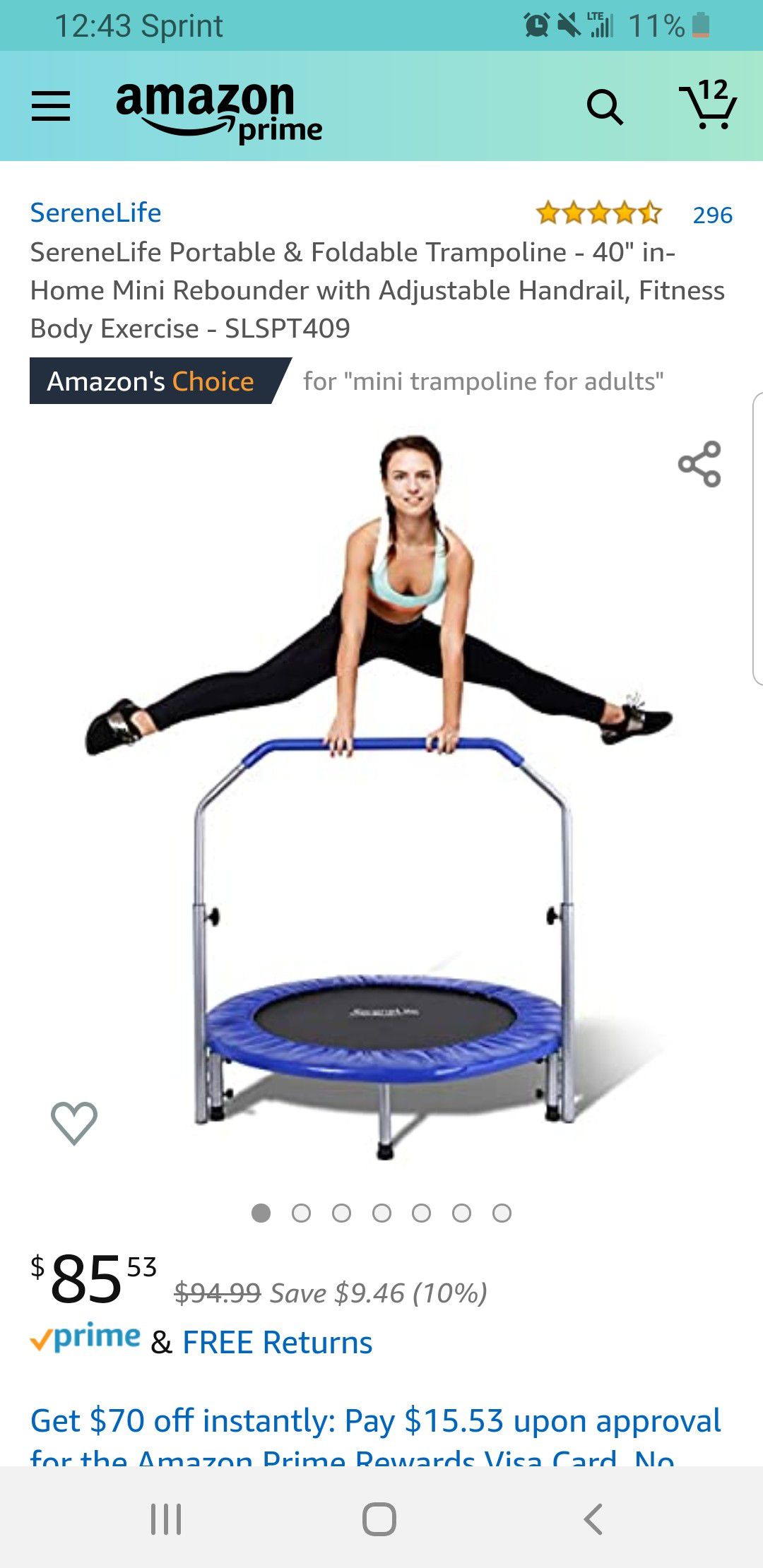 SereneLife Portable & Foldable Trampoline 40" in home mini Rebounder with Fitness Body Exercise SLSPT409 PLEASE READ