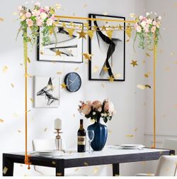 Over The Table Rod Stand with Clamps Adjustable Table Balloon Arch Stand for Party Wedding Anniversary, 34” to 98.43” Length, 30.25” to 47.25” Height(