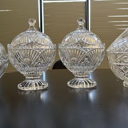 Variety of Crystal Covered Candy Dishes (4 total)