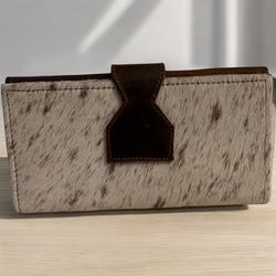 New Leather Cowhide Women’s Wallet White/Brown