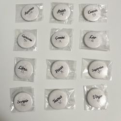 Zodiac Sign Pin Back Buttons 