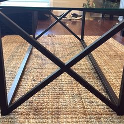 Modern Glass Table 46” – Black Metal Frame