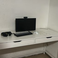 Ikea desk that comes with monitor,keyboard, mouse, webcam and headset