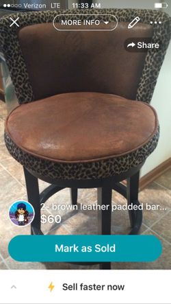 2 SWIVEL bar stools brown leather