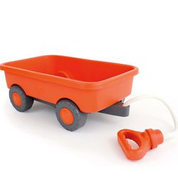 Green Toys Wagon, Orange - Pretend Play, Motor Skills, Kids Outdoor Toy Vehicle. No BPA, phthalates, PVC. Dishwasher Safe, Recycled Plastic, Made in U