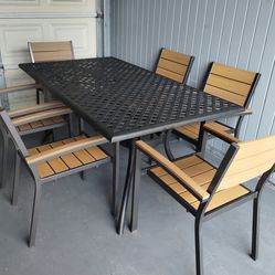 Outdoor patio furniture set 7 piece dining set table and 6 chairs