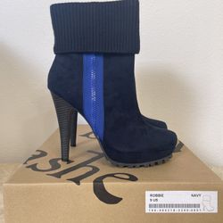 New! Beau+Ashe Robbie Navy Blue Boots, Womens Size US 9