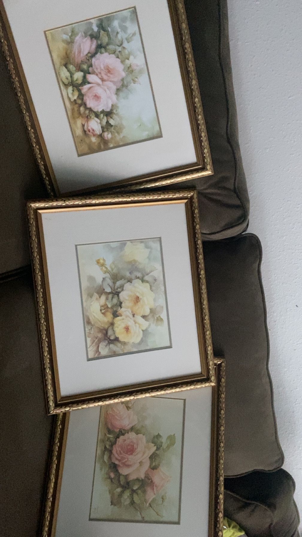 3 Gold Flower Picture Frames