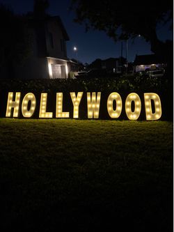 For Sale HOLLYWOOD  Marquette 3ft letters  sign with light