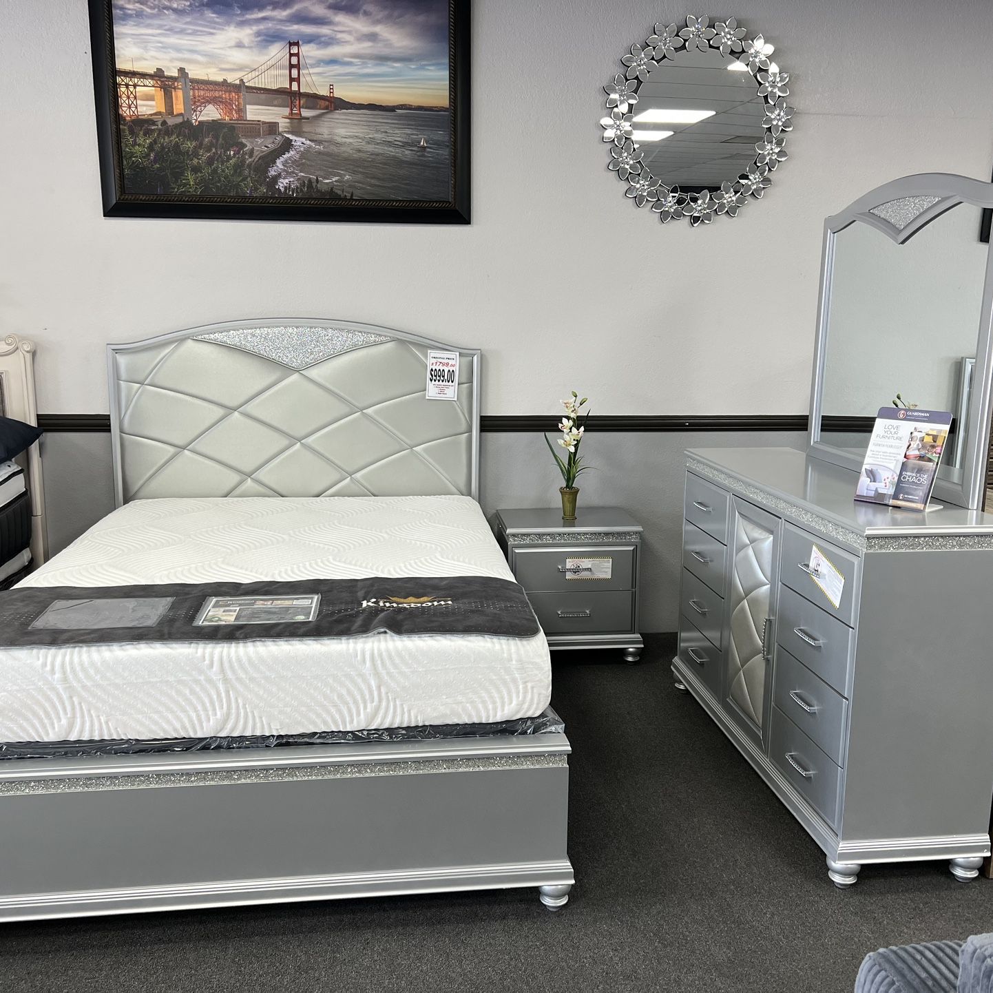 4PC Silver Queen Bedroom Set 🚚FREE Delivery In Fresno🚚
