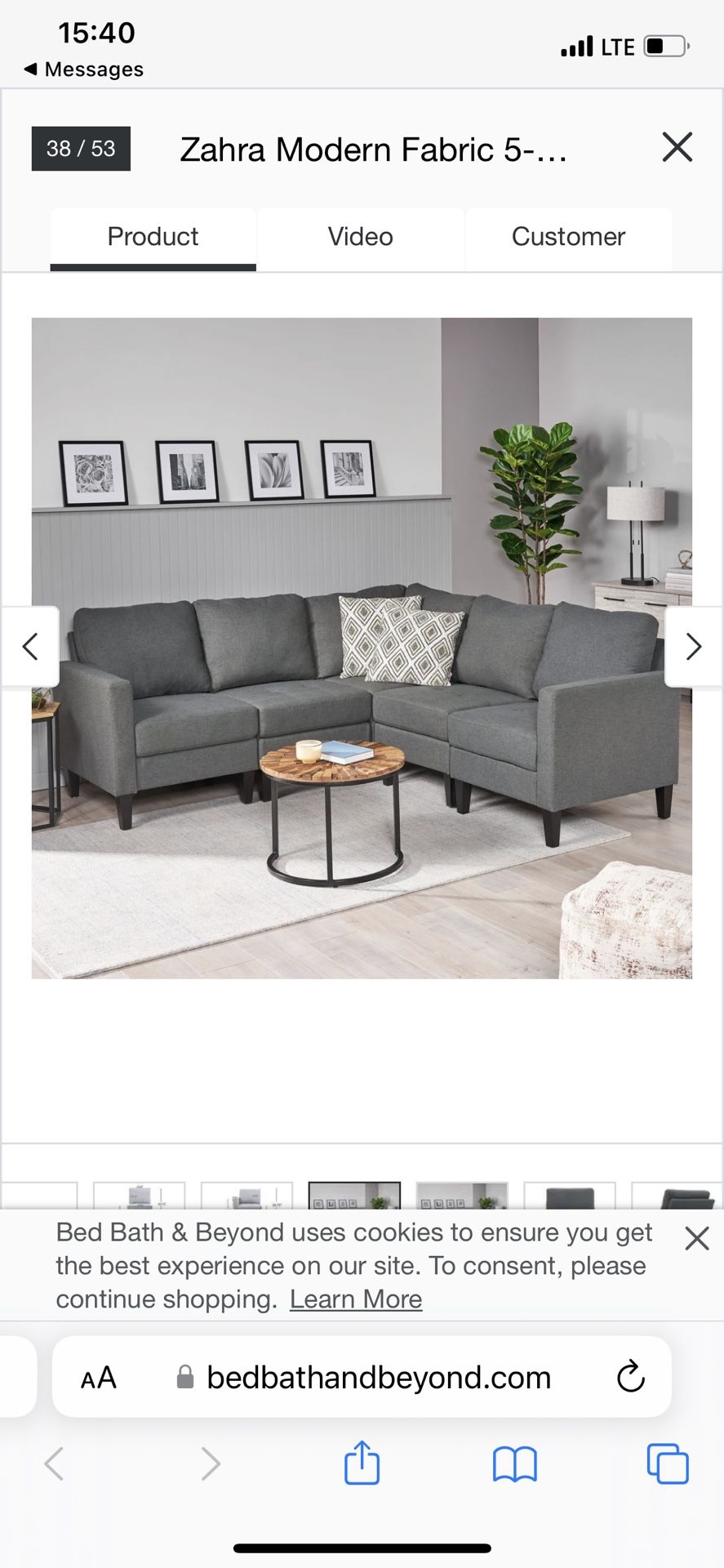 5 Piece Dark Grey Sectional Brand New