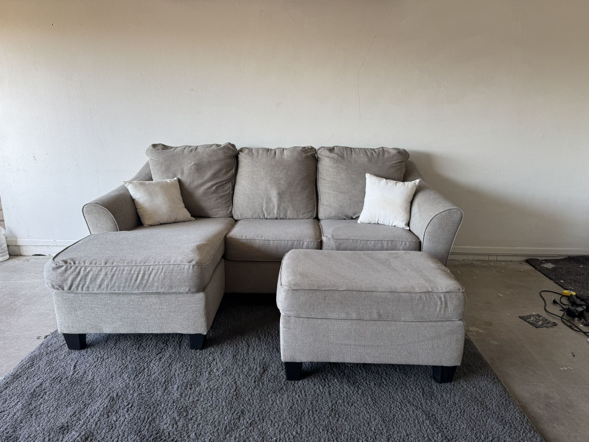 Beige Sectional Sofa Couch Sala Ottoman