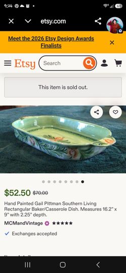 Gail Pittman Hand Painted Ceramic Baker Dish
