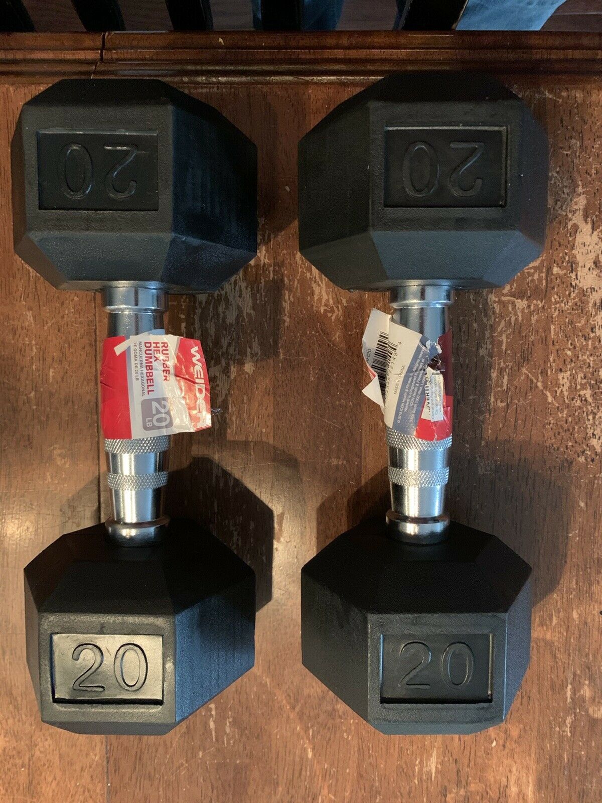 Brand New: 20lb Pair of Rubber Coated Hex Dumbbells Weights 40lb Total