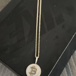 14k Gold Rope Chain 24inches With 14k Gold Bitcoin Pendant 18grams  Trades Accepted Only Gold 